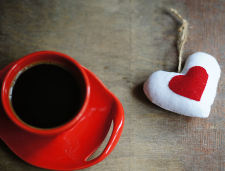 coffee and red heartの写真素材