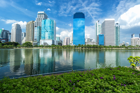 Cityscape of building from a Benjakiti park, Bangkok Thailand.の写真素材
