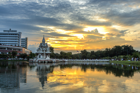 Park in Naresuan university landscape at Sky evening sunset Phitsanulok, Thailand. July 30, 2017の写真素材