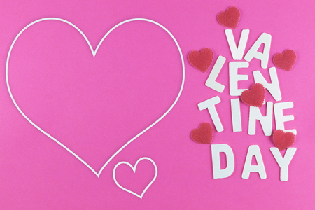 Valentine's day love Letter on pink paper background with copy space.の写真素材