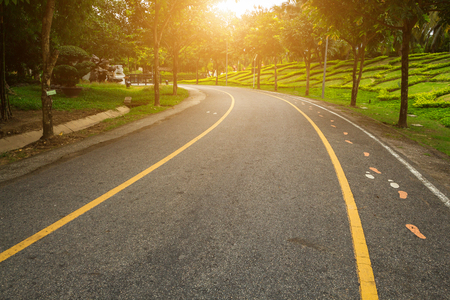 Road pathway Jogging track in the park for relaxing walking jogging or ride bicycle and exercise.の写真素材