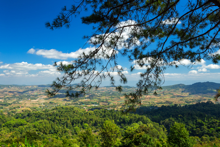 Panoramic view mountain range on Nature Trail in Khao Kho National Park in Phetchabun, Thailand.の写真素材