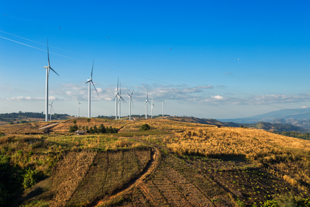Wind turbines in the khao kho park, Thailand.の写真素材