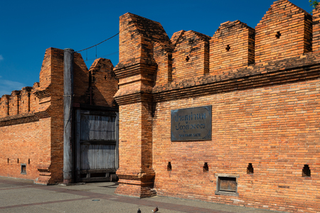Tha Phae Gate Chiang Mai old city ancient wall and moat in Chiang Mai Northern Thailand.の写真素材