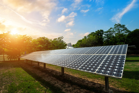 Solar panel on blue sky background, Alternative energy concept,Clean energy,Green energy.