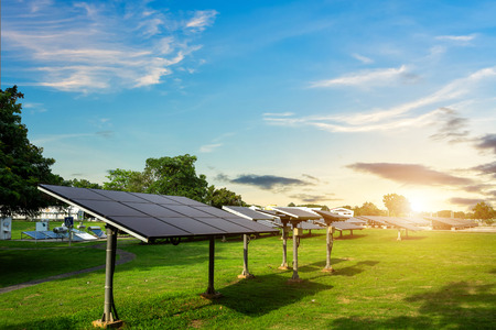 Solar panel on blue sky background, Alternative energy concept,Clean energy,Green energy.の写真素材