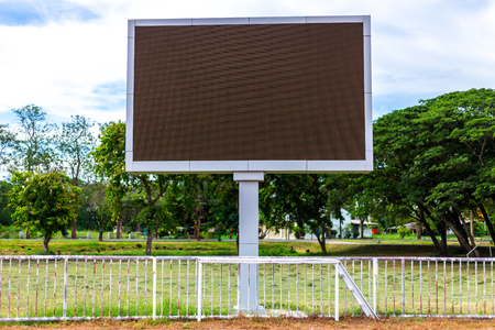 Digital blank scoreboard at football stadium with running track in sport stadium in outdoor ,Advertising Billboard LED, Empty black screen digital.の写真素材