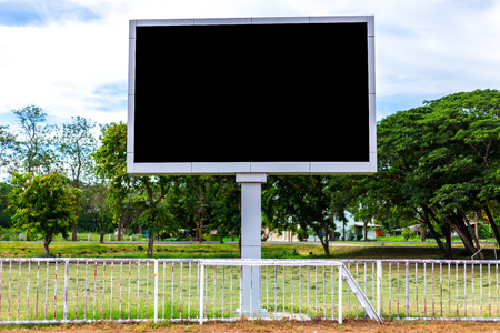 Digital blank scoreboard at football stadium with running track in sport stadium in outdoor ,Advertising Billboard LED, Empty black screen digital.の写真素材