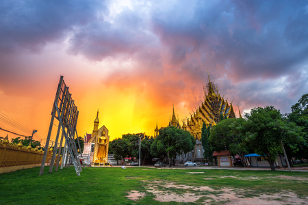 Natural evening in Temple (Thai language:Wat Chan West) is a Buddhist temple (Thai language:Wat) It is a major tourist attraction Phitsanulok, Thailand.July 5, 2018の写真素材