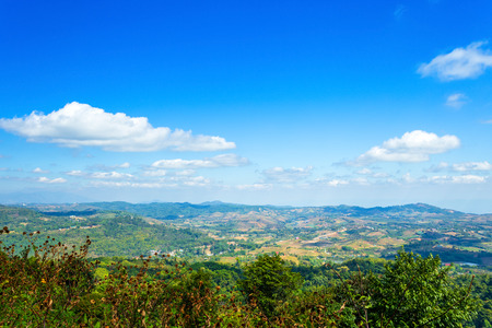 Panoramic view mountain range on Nature Trail in Khao Kho National Park in Phetchabun,Thailand, blue...