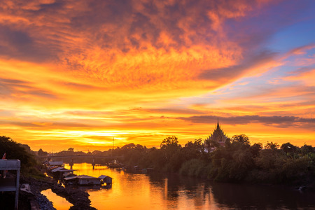Natural evening at Raft Village in Temple (Thai language:Wat Chan West) is a Buddhist temple (Thai language:Wat) It is a major tourist attraction Phitsanulok, Thailandの写真素材