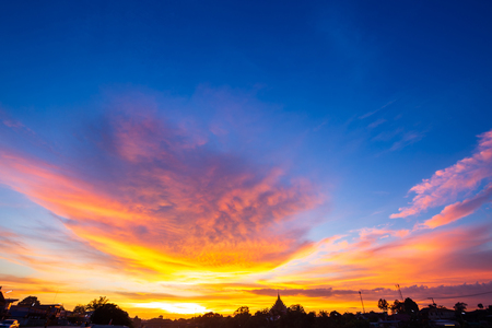 blue sky background texture with white clouds sunsetの写真素材