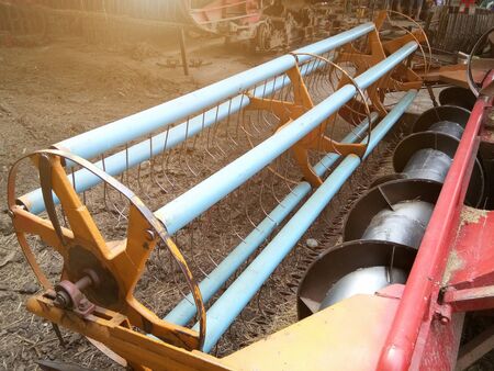Close-up of Combine harvester of rotary combine harvester The machine for harvesting from the fields.の写真素材