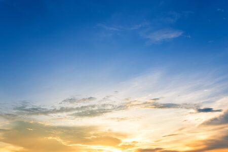 blue sky background texture with white clouds sunset.の写真素材