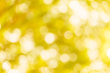golden yellow bokeh background with circles. Summer abstract theme.の写真素材