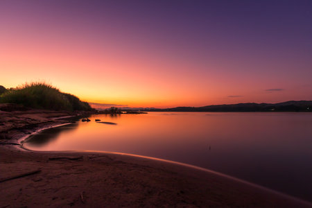 Beautiful views of the Mekong River at evening sunset in Loei province,Thailandの写真素材