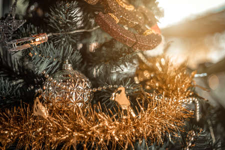 Merry x-mas,Close up of Colorful balls ,gifts box and Christmas greeting picture parcel decoration...