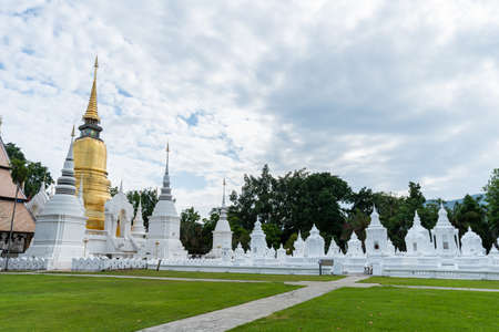 Wat Suan Dok is a Buddhist temple (Wat) at sunset sky is a major tourist attraction in Chiang Mai Northern Thailand.Travels in Southeast Asia.の写真素材