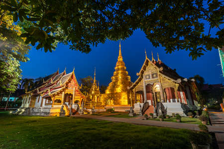 Wat Phra Singh is a Buddhist temple is a major tourist attraction in Chiang Mai Northern Thailand.Travels in Southeast Asia.の写真素材