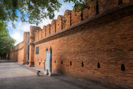 Tha Phae Gate Chiang Mai old city ancient wall and most popular travel destination and attraction for tourist in Chiang Mai Northern Thailand.の写真素材