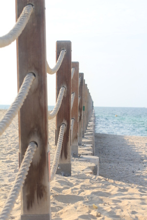 pier, rope railingの写真素材