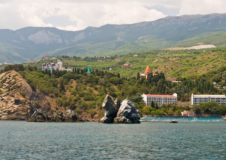 Two old rocks in the Black sea, Ukraine -Crimeaの写真素材