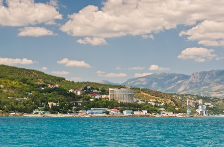 View from the sea, on the Southern coast of the Crimea Ukraine-Alushta