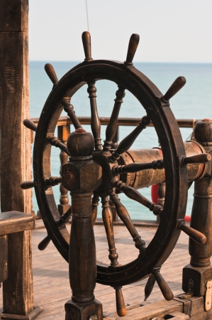 old wooden ship rudderの写真素材