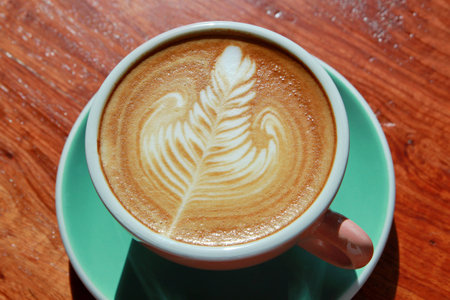A cup of hot coffeeの写真素材