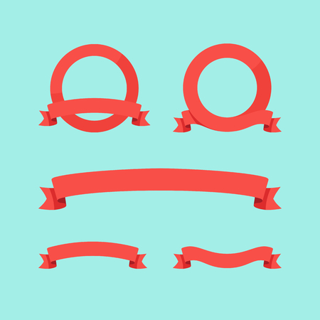 Red Ribbons and frames in style flat design.のイラスト素材
