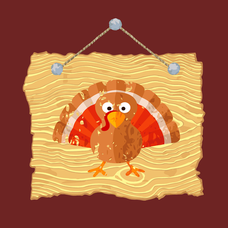 Light hanging wooden sign with painted grunge pumpkin.のイラスト素材