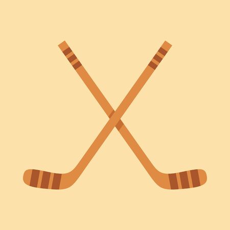 Crossed hockey sticks in flat design style.のイラスト素材