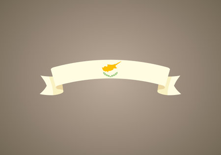 Ribbon with flag of Cyprus in flat design style.のイラスト素材
