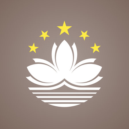 Lotus flower and stars - symbol from the flag of Macau.のイラスト素材