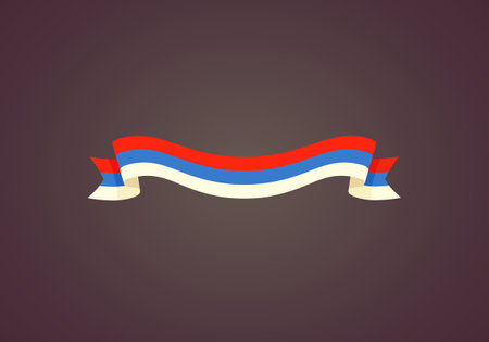 Ribbon with flag of Serbia in flat design style.のイラスト素材