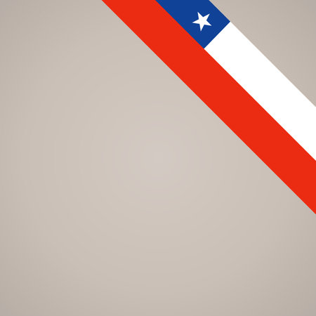 Corner slanted ribbon flag of Chile for a top right aera of a page.のイラスト素材