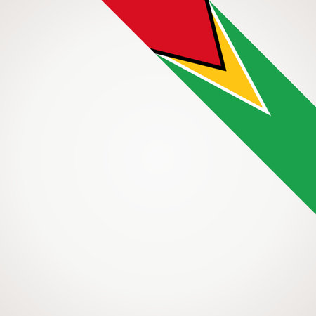 Corner slanted ribbon flag of Guyana for a top right aera of a page.のイラスト素材