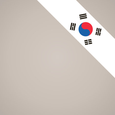 Corner slanted ribbon flag of South Korea for a top right aera of a page.のイラスト素材