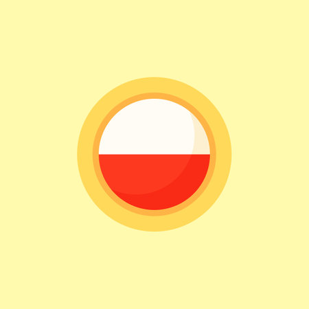 Flag of Poland, Thuringia, Tyrol or Upper Austria with round frame. Flat design style.のイラスト素材