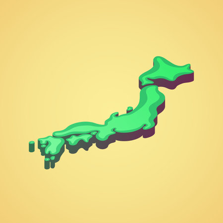 Isometric stylized simplified 3D map of Japanのイラスト素材