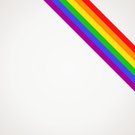 Corner slanted ribbon rainbow flag (LGBT) for a top right aera of a page.のイラスト素材