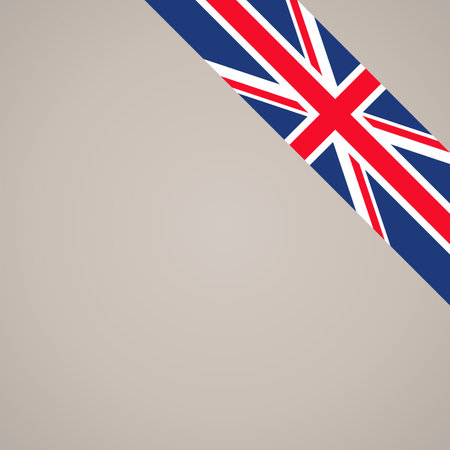 Corner slanted ribbon flag of United Kingdom for a top right aera of a page.のイラスト素材