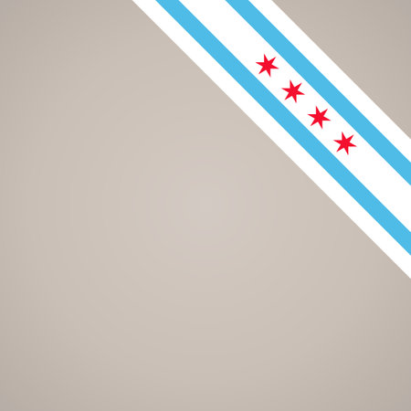 Corner slanted ribbon flag of Chicago for a top right aera of a page.のイラスト素材