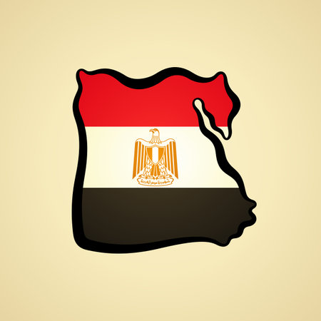 Map of Egypt with flag and black outline.のイラスト素材