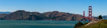 panoramic view of golden gate bridge in san franciscoの写真素材
