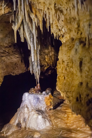 stalacites and stalagmites dripping downの写真素材