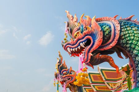 the statue of King of Nagas at \\\"wat Phra That Choeng Chum\\\"  (named in Thai); the temple in Sakon Nakhon Province,Thailandの写真素材