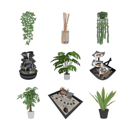 Aesthetic Indoor Plant collectionsのイラスト素材