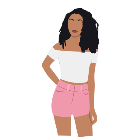african american black woman short pantsのイラスト素材