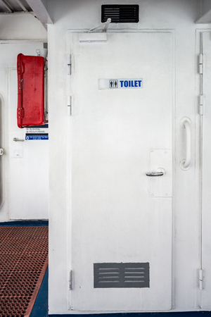 toilet door on boatの写真素材